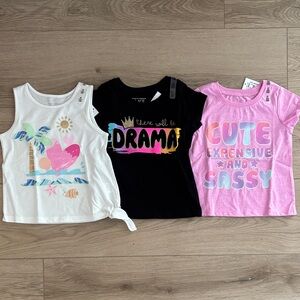 Children’s Place toddler girls T-Shirt Set - White, Black, Pink size 2T